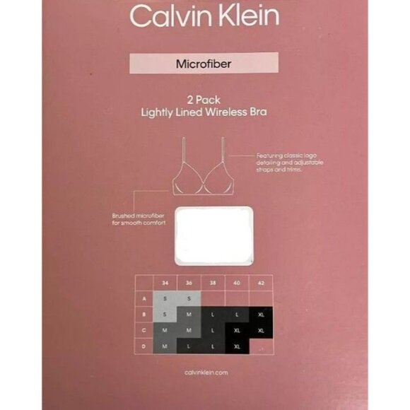 Calvin Klein 2-Pack Wirefree T-shirt Bra Seamless Underwear M 34C, 34D, 36B, 36C - Picture 5 of 9